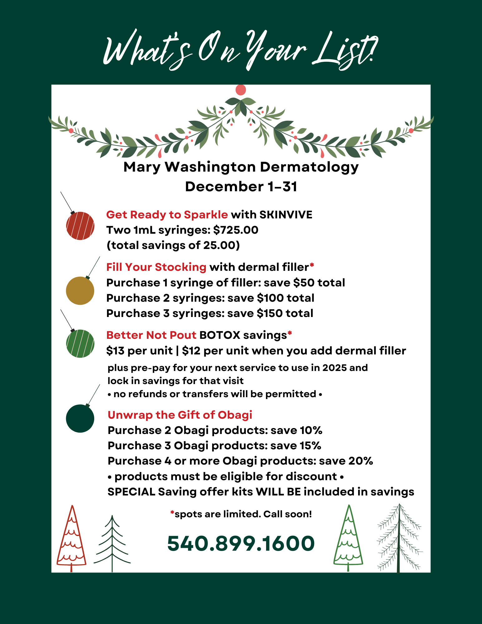 December dermatology specials