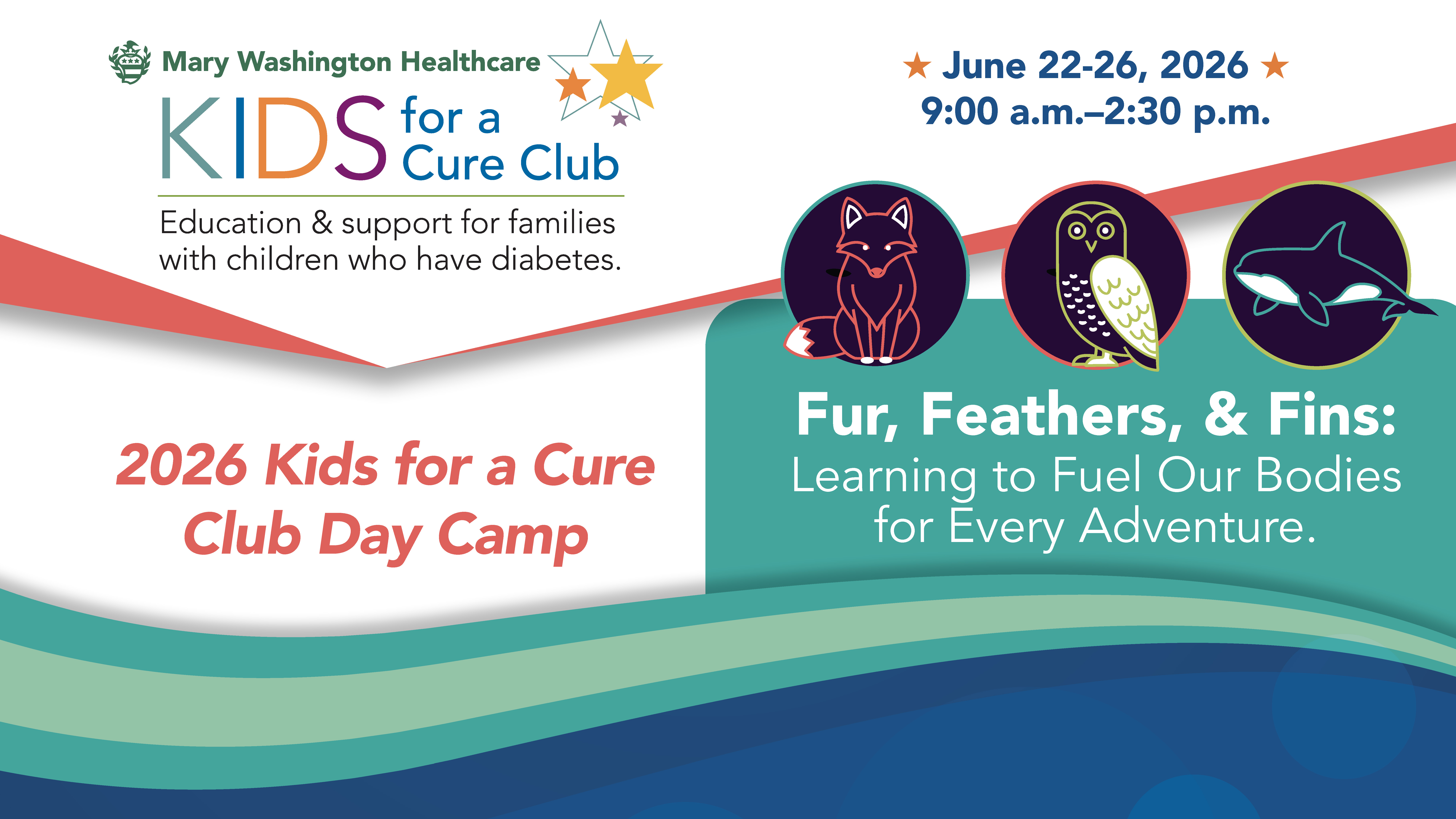 Kids for a cure Club image with dates of the camp June 22-26, 2026